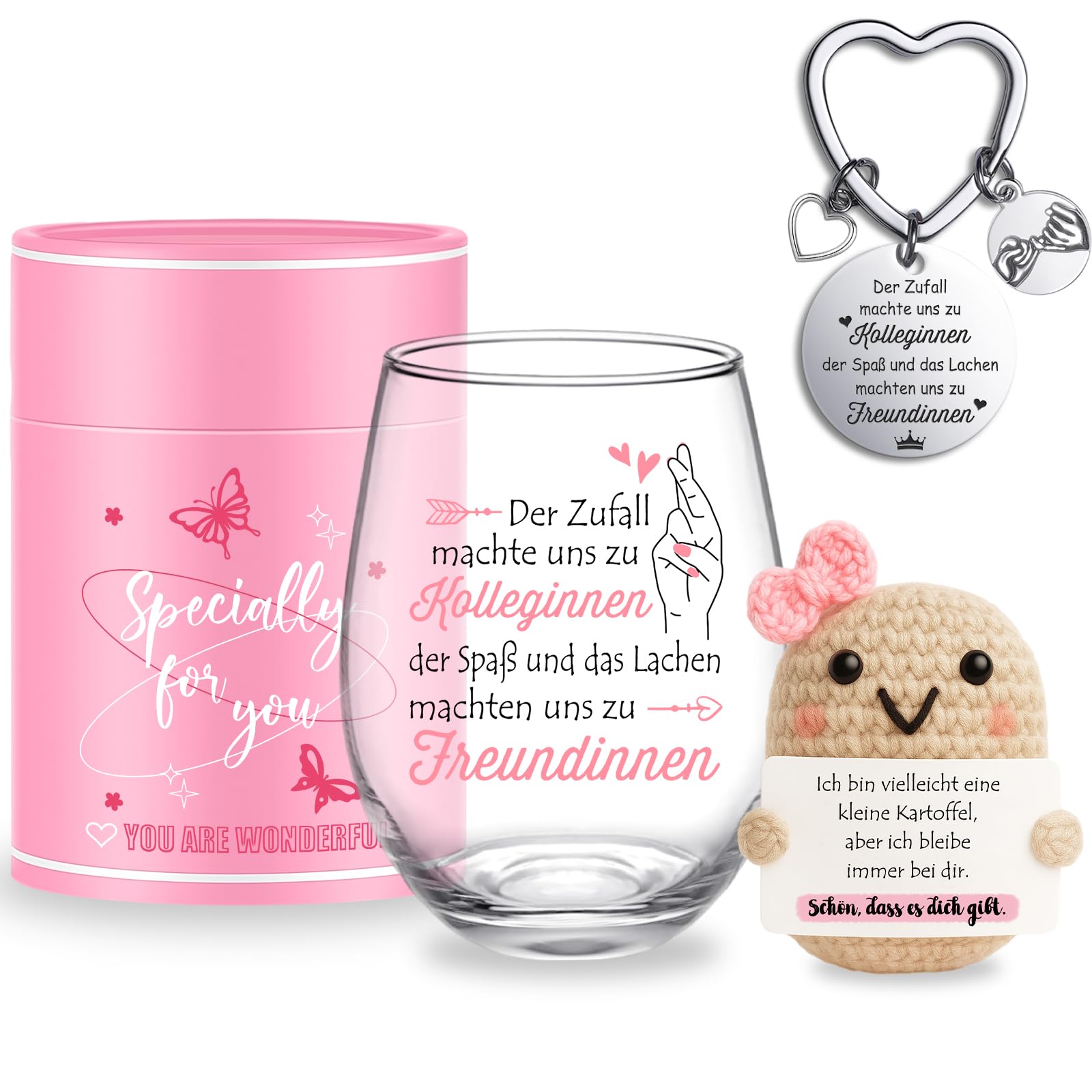 Tixlux Geschenk für Kollegin, Weingläser Abschiedsgeschenk, DankeschönGeschenk, Ruhestandsgeschenk, Willkommensgeschenk für Arbeitskollegin, Personalisiertes Büro Geschenk 450ml