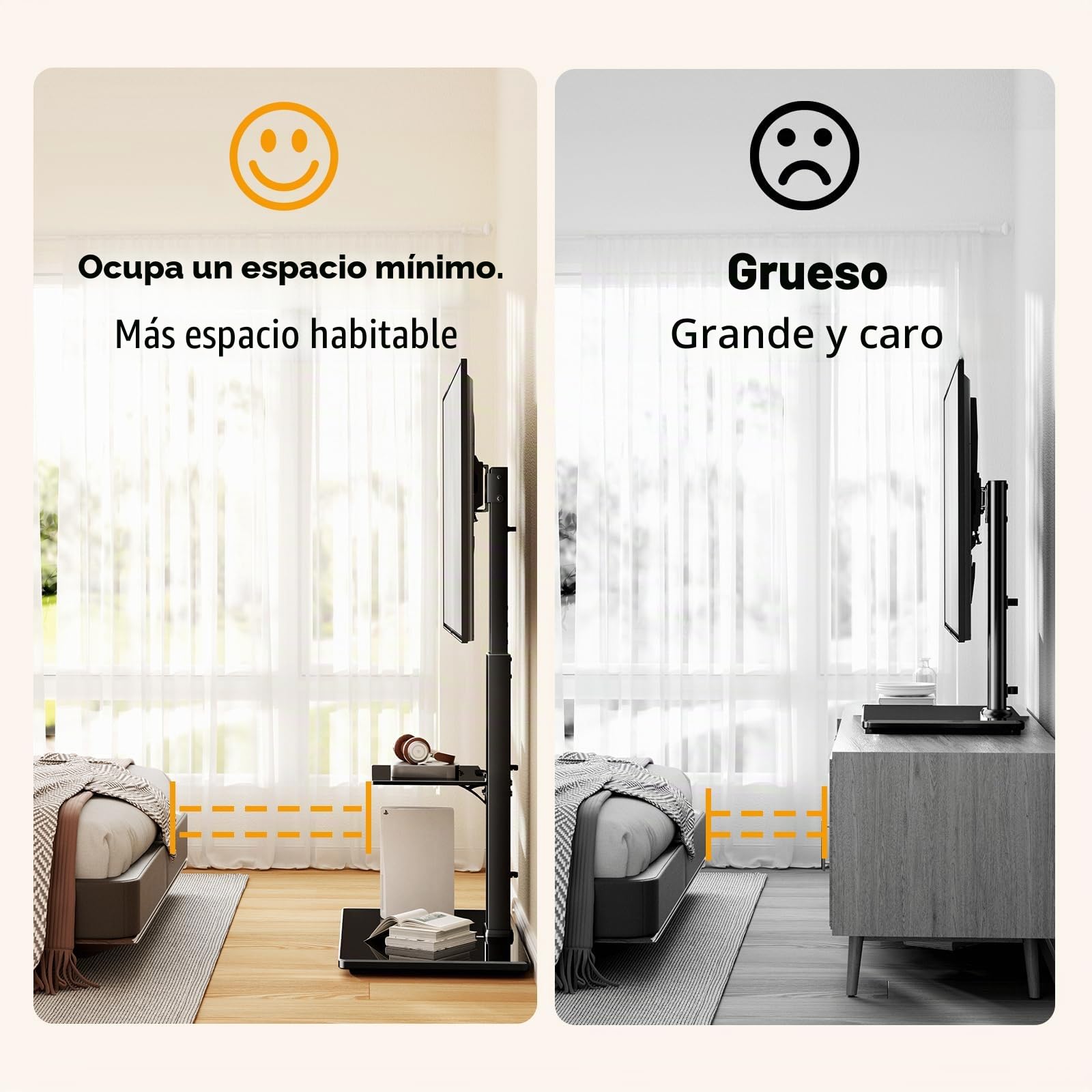 PERLEGEAR Soporte de TV de Suelo para Televisores de 30-70 Pulgadas de hasta 50 Kg con Inclinación, 4 Alturas de Pilar, Soporte de TV con Estante y aBse de Vidrio Templado, VESA Máximo 600x400mm