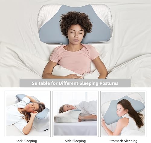 Miniatura 2 de Almohada ergonómica de espuma viscoelástica para aliviar el dolor de cuello, soporte ortopédico de cabeza y cuello, contorneada para dormir de lado,