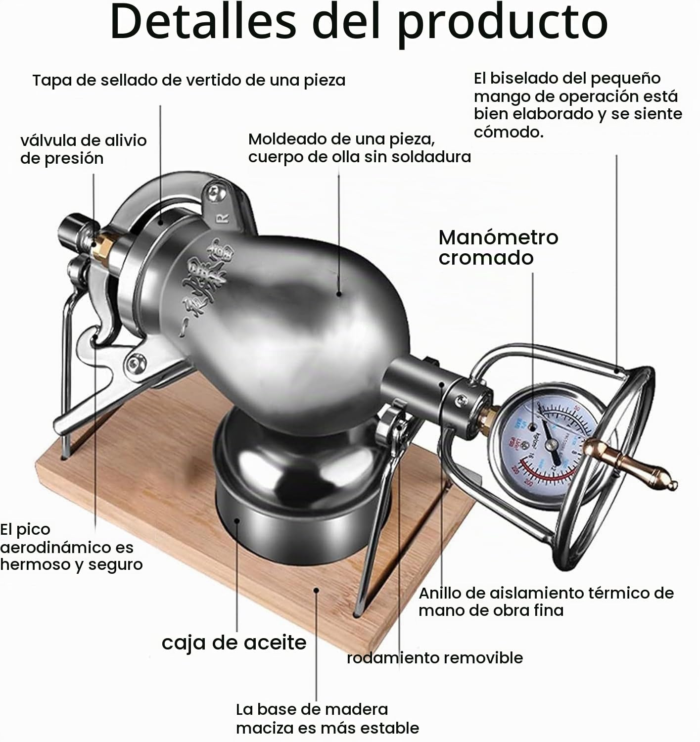 MáQuina Palomitas MaíZ Alta Presión, con Calefacción por Fuego Acero Inoxidable para Fiesta en Casa (260ML)