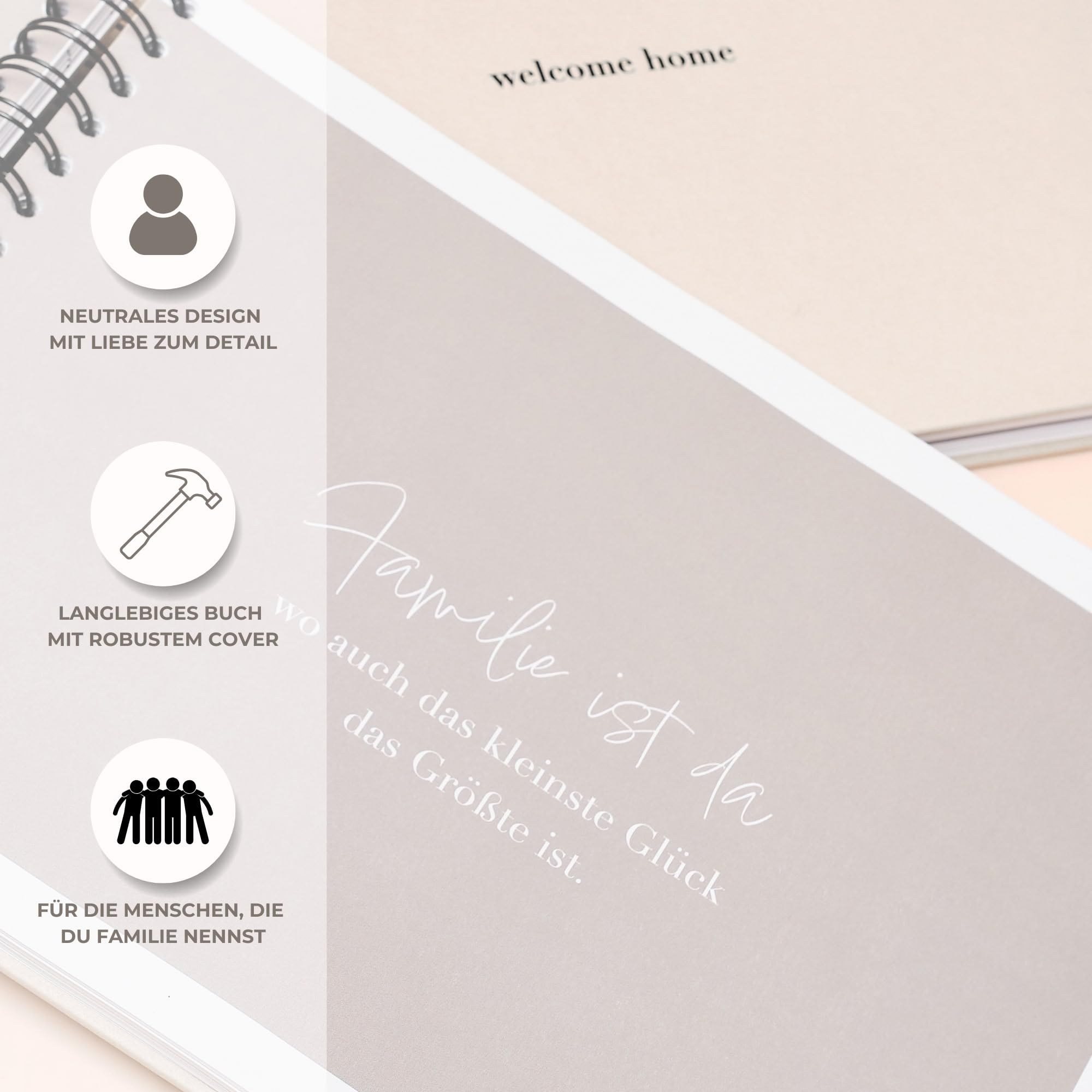 "welcome home" Familienbuch - 20 Mitglieder: Mein Familienbuch zum Ausfüllen - Familienstammbuch Din A4 - Freundebuch - Erinnerungsalbum für ... - Geschenk für die Familie Erwachsene Kinder