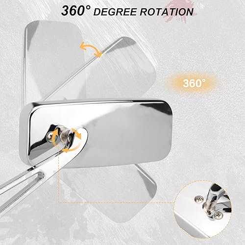 Miniatura 10 de VG MOTO Espejo retrovisor rectangular para motocicleta, 0.315 in, 0.394 in, lente azul, espejos laterales de 360 grados, negro, reemplazo universal