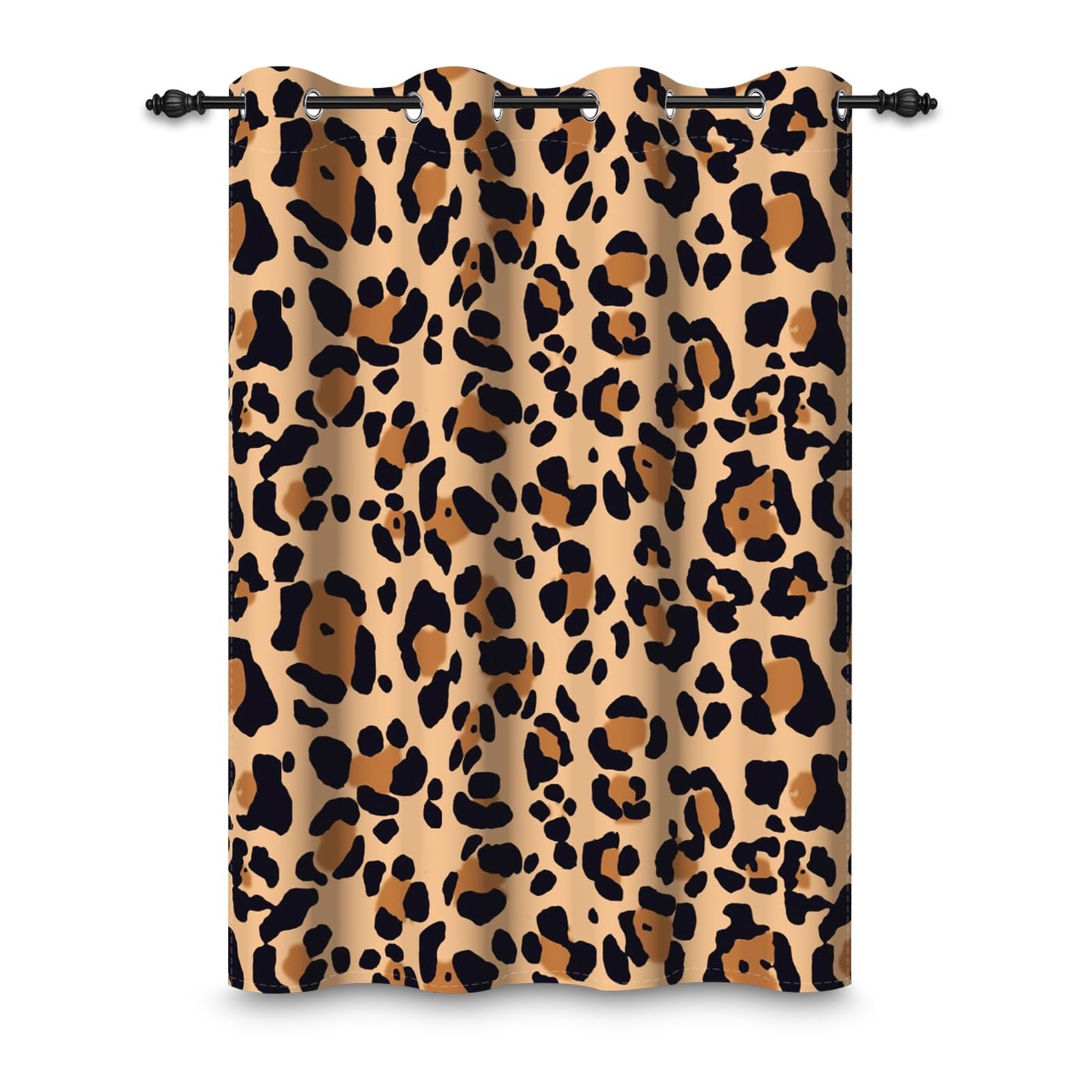 132x214cm Géométrie Rideau à œillets Motif léopard Marron Abstrait Faune Animal Ferme Isolants Séparateurs de pièces Occultants Rideaux pour fenêtres Chambre Salon,1 Panneau Simple