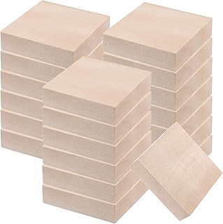 20 PCS 4 x 4 x 1 Inches Basswood Blocks, Unfinished Wood Blocks, Square Wood Carving Whittling Blocks for Craft, DIY