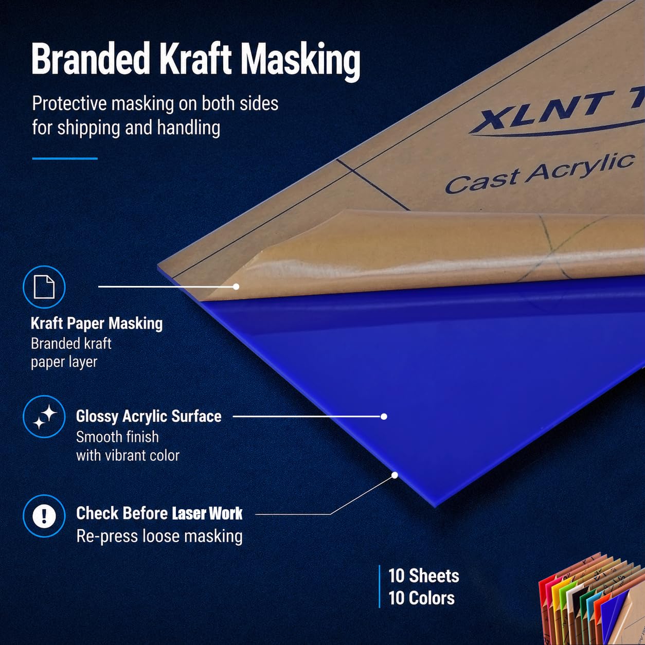 Amazon.com: XLNT TECH Colored Acrylic Sheets 12 x 12 Inch, 10 Pack