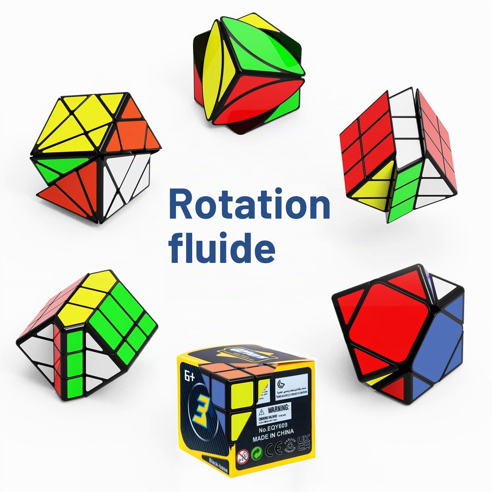 ROXENDA Speed Cube Set, Qihang W Cube de Vitesse 56 mm Ensemble de Cubes Magique Pleine Grandeur, Jeux IQ pour Tous Les âges Enfants et Adultes [Irregular]