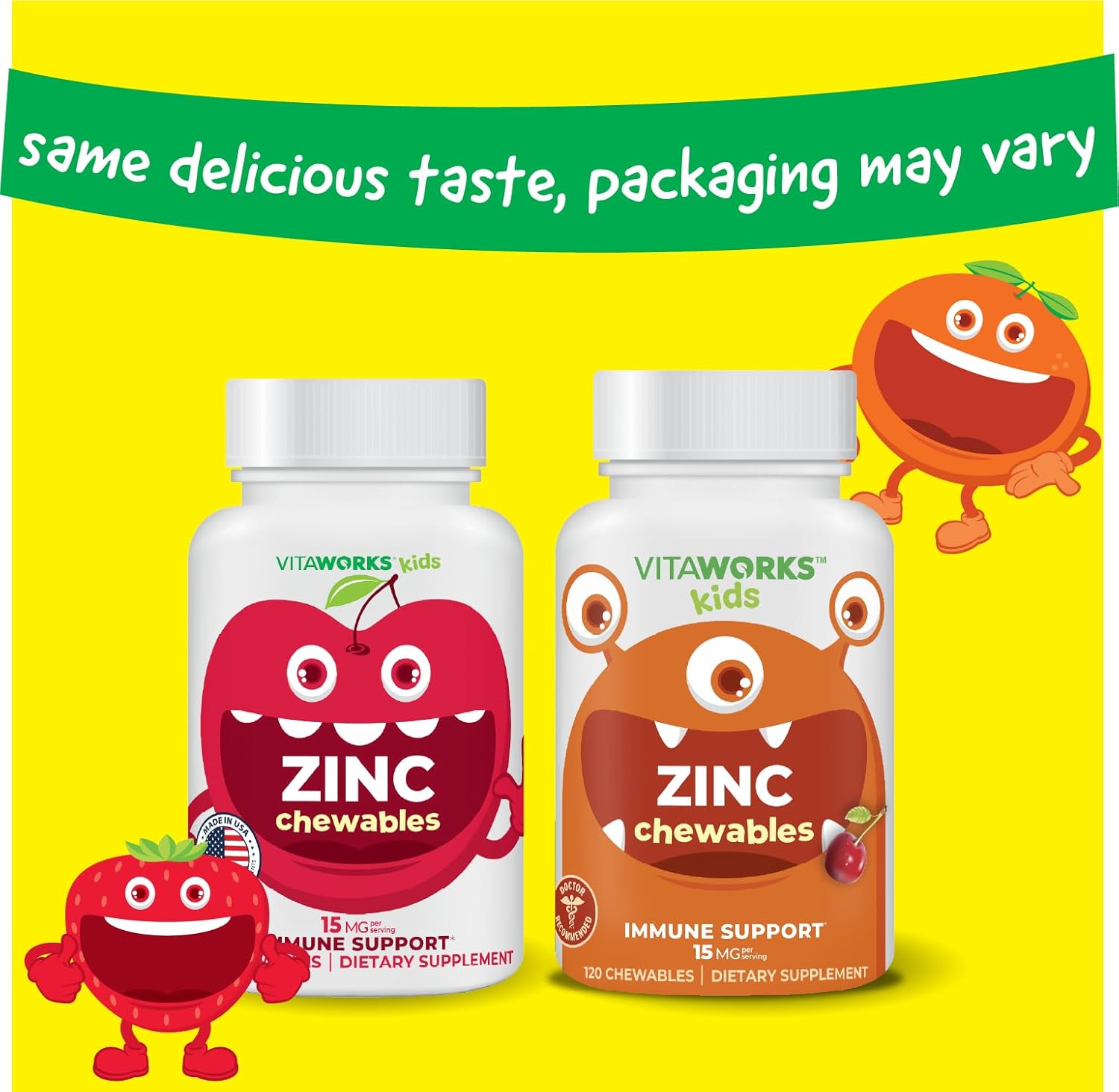 Kids Zinc 15mg Chewable Tablets - Natural Cherry Flavor - Vegan, Vegetarian, GMO-Free, Gluten Free, Nut Free Vitamins - Dietary Supplement for Immune Support - for Children - 120 Chewables - Image 2