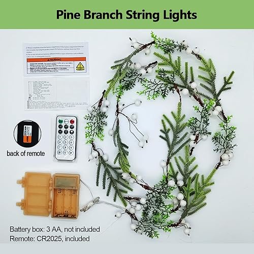 Miniatura 9 de Guirnalda de luces de Navidad de 10 pies, 60 LED, 60 cascabeles de alambre de cobre con control remoto para festival de invierno, Navidad, noche,