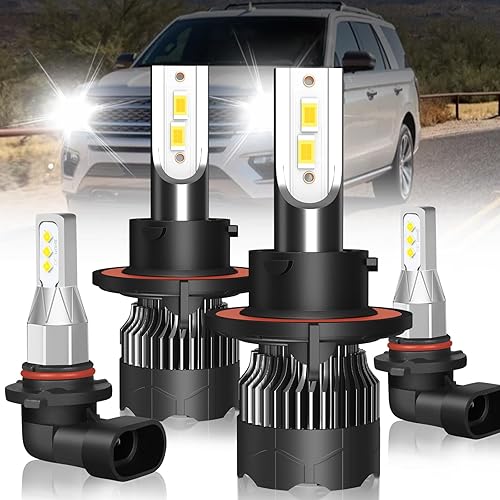 Bombillas LED 9008H13 para Ford Expedition (2007 2008 2009 2010-2014), 9008 bombillas LED de haz altobajo + bombillas LED antiniebla 9145 500%