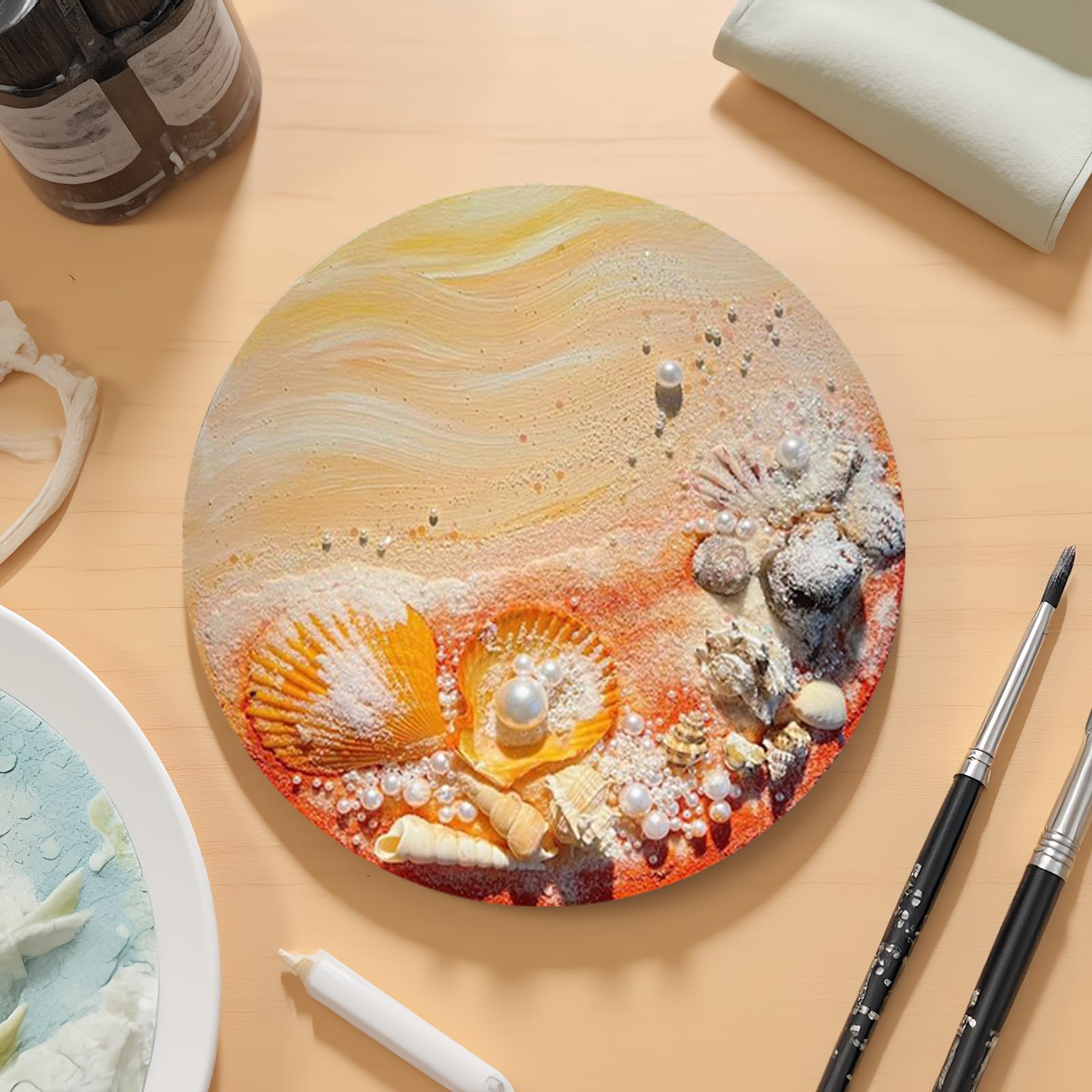 Orange Beach DIY Ocean Landscape Peinture à l'huile 20 x 20 cm Plage