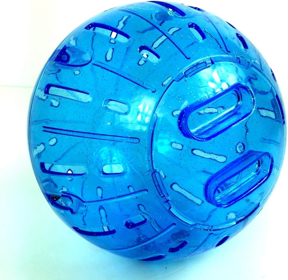 Global Pets Hamster Ball With Sparkle, 7" Hamster Disco Ball with Screw Fit Design (Blue)