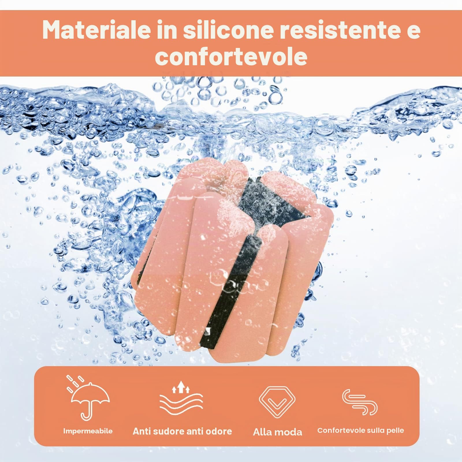 Set di 2 pesi da polso regolabili in silicone per donne e uomini, pesi indossabili per caviglia/polso, adatti per yoga, danza, pilates, esercizi in piscina e jogging, 0,9 kg