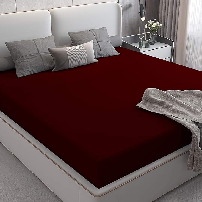 Feelme Mattress Protector King Size Bed Waterproof Cover Double Bed (84x84 Marron)