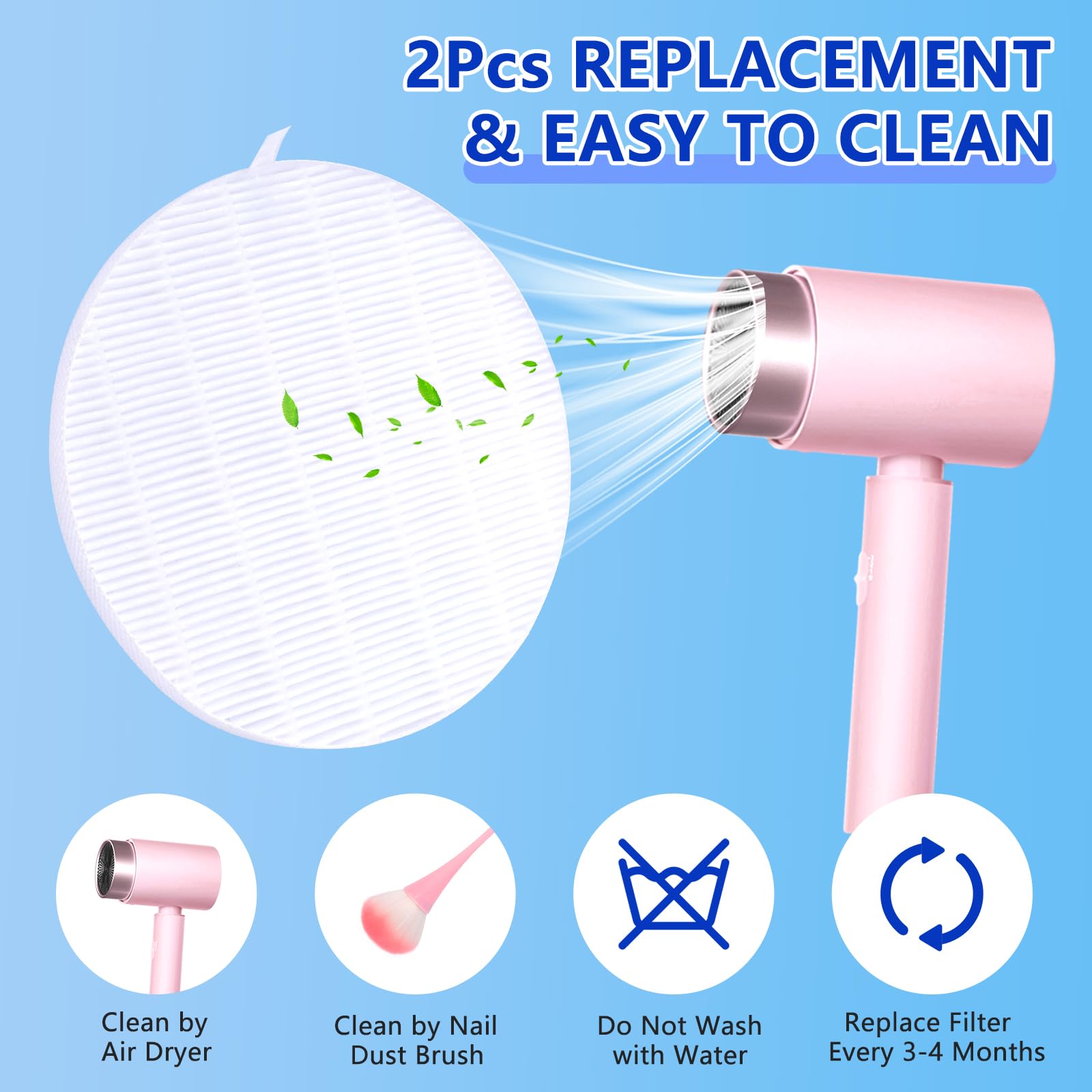 Colector de polvo de uñas, colector de polvo de uñas con 2 filtros reutilizables y cepillo de polvo de uñas, potente máquina de succión de polvo recargable para esmalte de gel acrílico