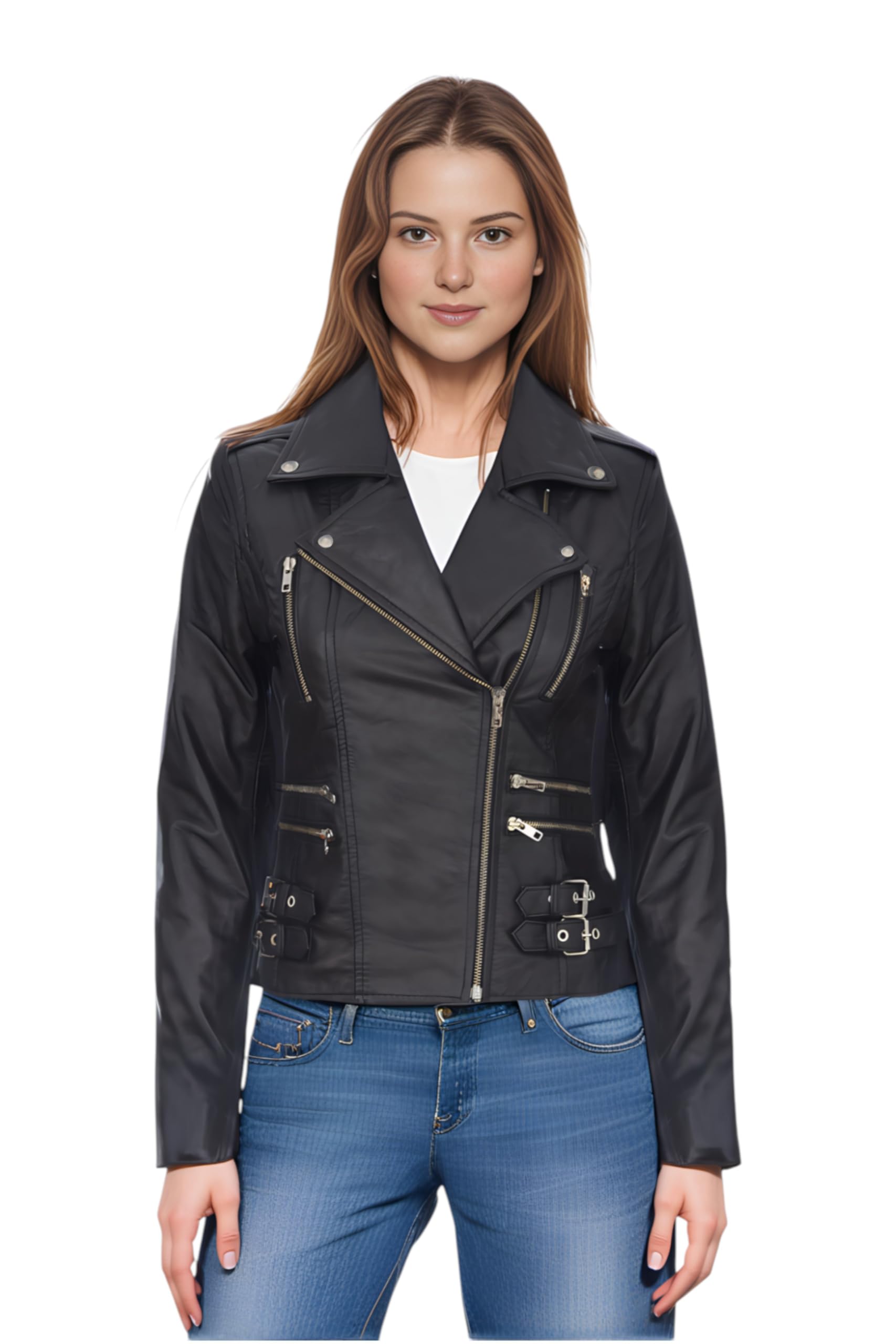 Infinity Leather Men's   Black Detachable Collar Leather Biker Jacket-Rosario in Size 5XL, BrandAlley