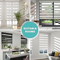 Vista 6 de Changshade RBS55WT72A - Persiana enrollable sin cordones estilo cebra con cajón, dos capas de malla y tela opaca para el día y la noche, 55 pulgadas