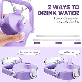 kytffu 42oz Glass Water Bottles with Straw, Motivational Glass Bottle with Silicone Sleeve and Time Marker, Leakproof Large Glass Water Jug for Gym Home Office,Purple