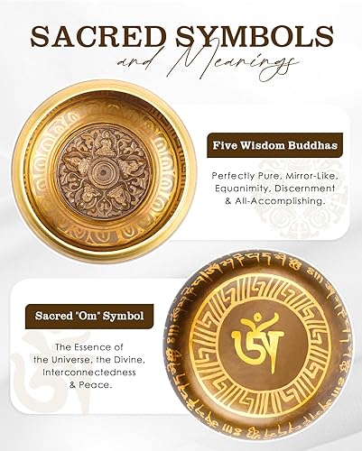 Miniatura 2 de Cuencos grandes tibetanos de 4.5 pulgadas, juego de cuencos de sonido cantante con instrucciones, mazo, cojín de cuenco cantante y caja de regalo