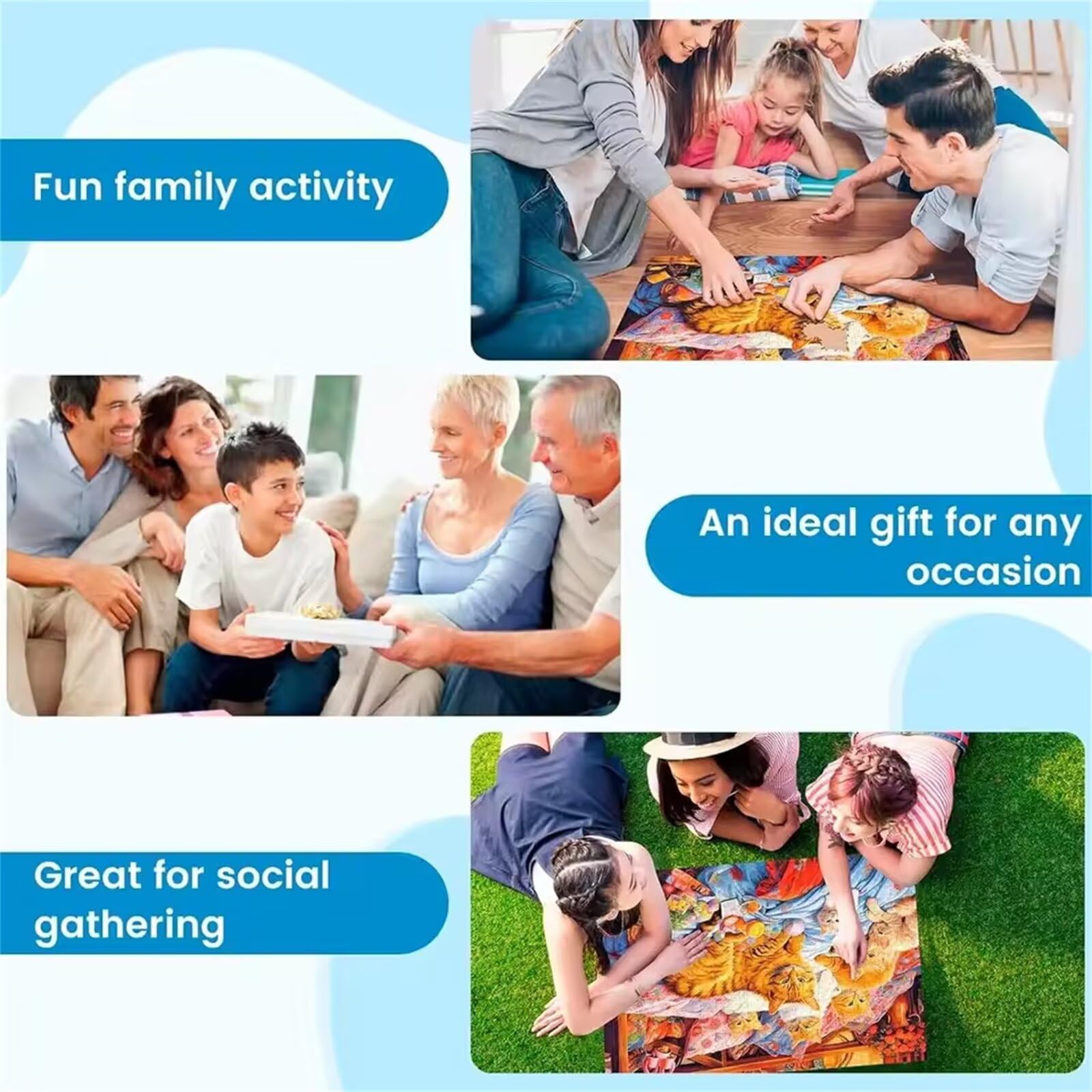 Puzzle da 1000 pezzi per Adulti e Bambini, puzzle Impossibili 1000 pezzi, Jigsaw puzzles adulti E famiglie, Gioco Impegnativi, Regalo per Amore e Amico(65x65cm,Gatto fiocco di neve)