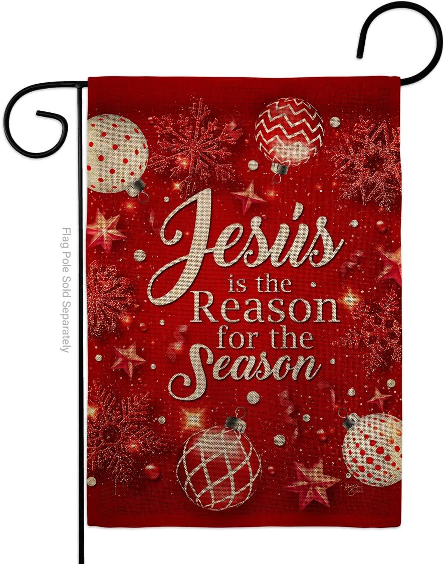 Jesus is the Reason Burlap Burlap Garden Flag Wintertime Nativity Three King Religious Holy Family Season Christian Small Decorative Gift Yard House Banner Double-Sided Made In USA 13 X 18.5