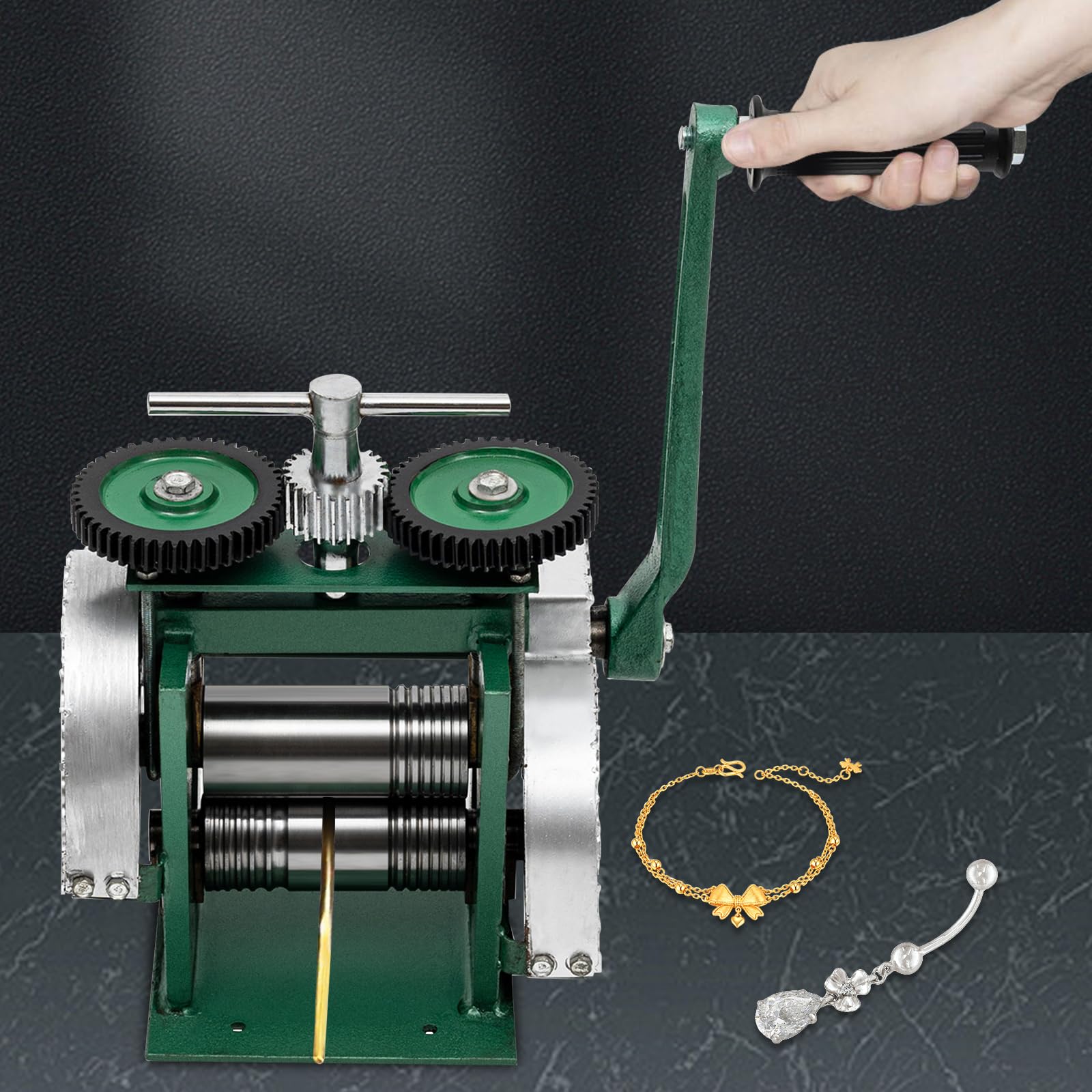 3 in 1 Mill Handwalzwerk Maschine Rolling Square Handbetriebene Gold Silber schmuck Pressmaschine Kombinationswalzwerk Manueller Walzwerk Schmuckwalzwerk Einstellbare Goldschmied Schmuck Werkzeug