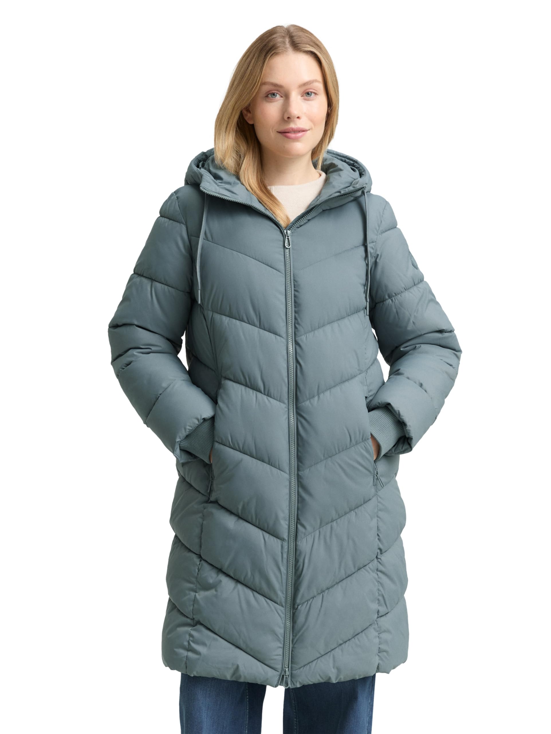 TOM TAILOR Damen 1047529 Puffer-Mantel mit Kapuze
