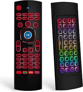 Air Mouse for Android tv Box, Mini Wireless Keyboard Air Remote Mouse Control with RGB Backlit MX3 Pro IR Learning for Android TV Box, PC, Projector, HTPC etc.