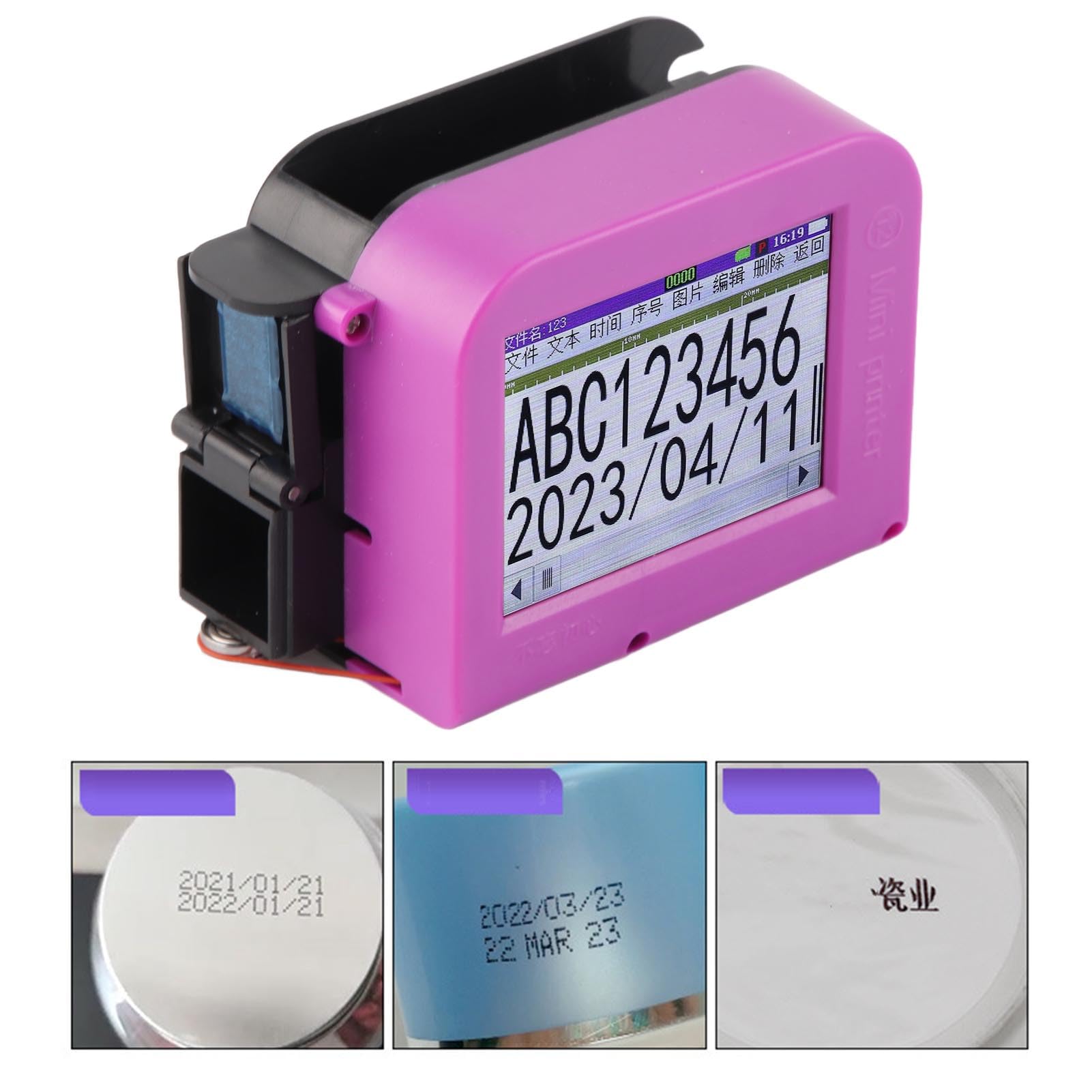 Fafeicy Impresora de Inyección de Tinta Portátil DP19, Pantalla Táctil LED, 20W, Altura de Impresión 12,7mm, Batería 1200mAh