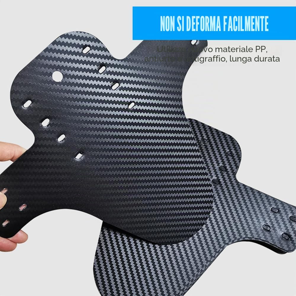 4 Pezzi Parafango MTB,Parafango Bici in Fibra di Carbonio, Mud Guard con 20 Fascette Cavi, Parafanghi Anteriori e Posteriori Universali per Mountain Bike, per Ciclismo/Corsa/Mountain Bike