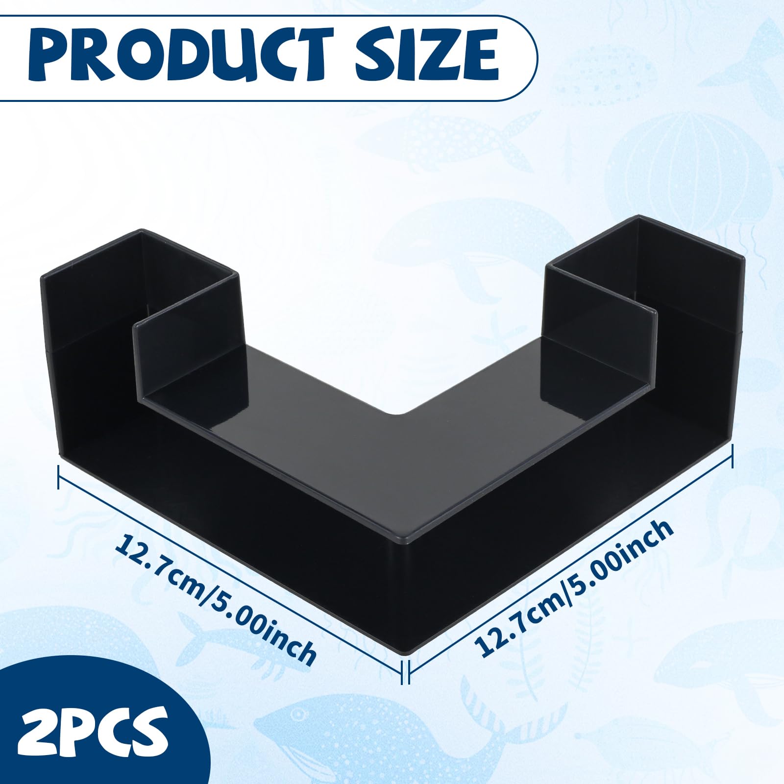 KTZCTPCA Aquarium Underground Corner Tunnel, Fish & Shrimp Hideout, 2 Pack (Black)