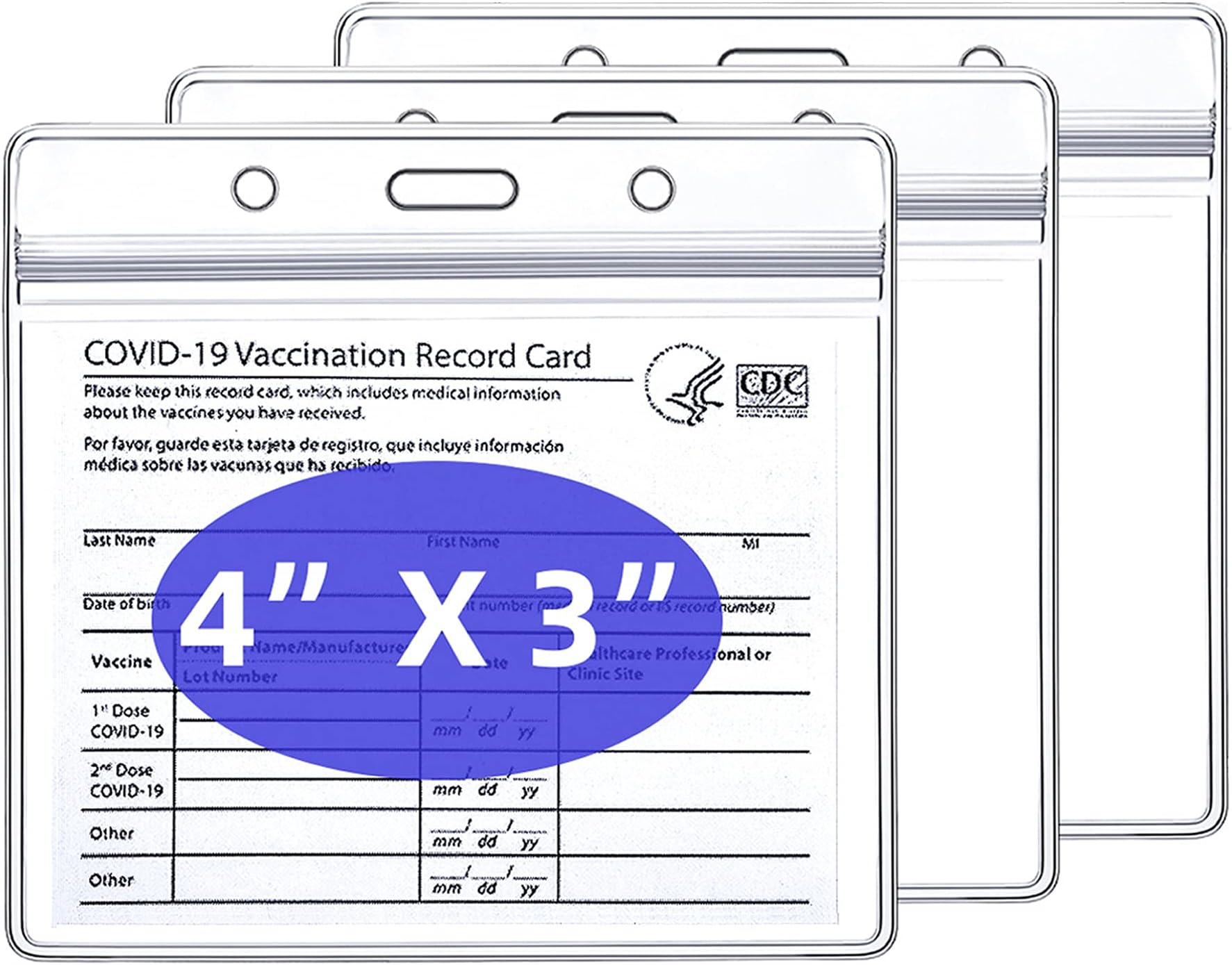GUVVEAZ 3 Pack CDC Vaccination Card Protector 4" X 3", Immunization Record Vaccine Card Holder, ID Cards Badge Holders