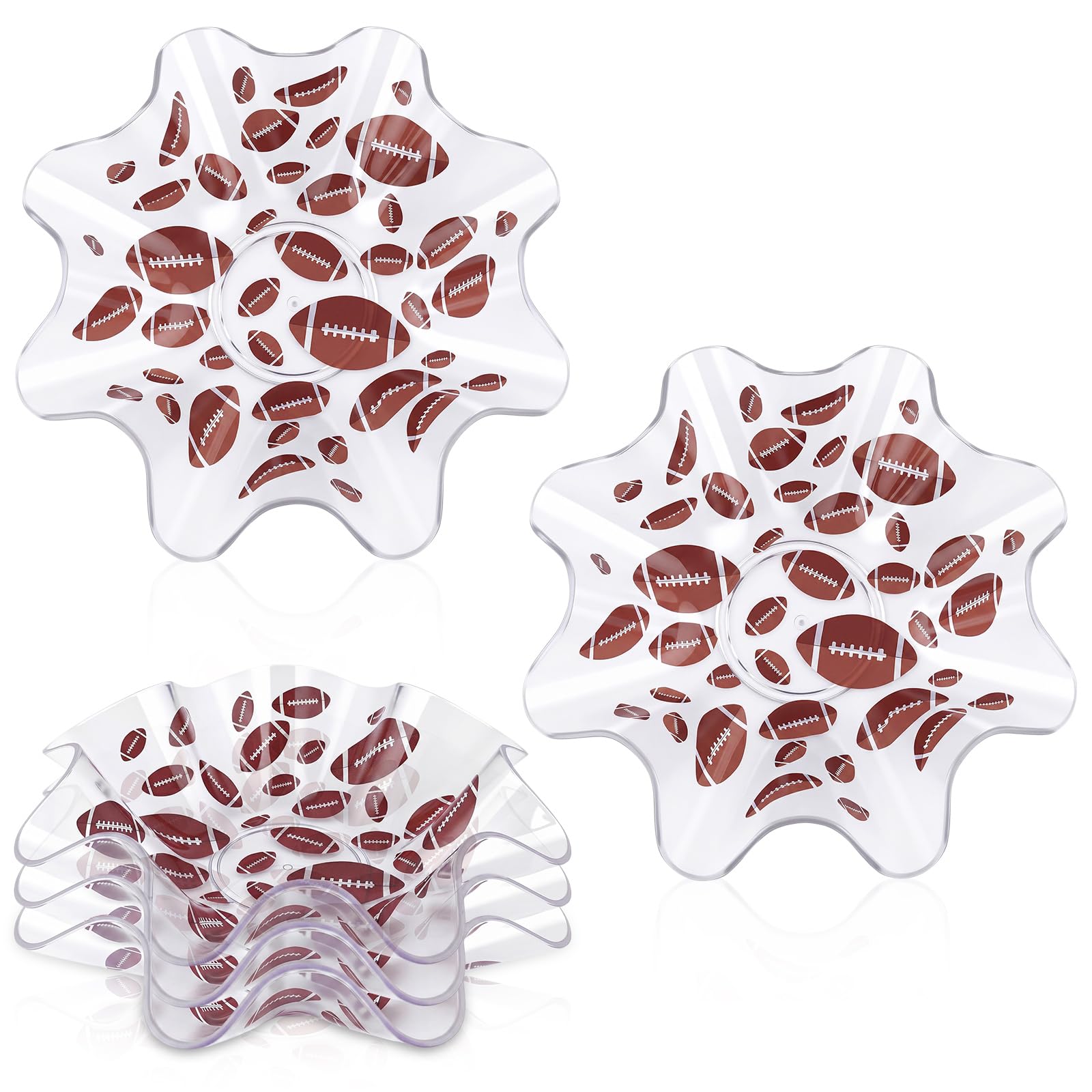 Tioncy 4 Pcs Football Plastic Bowls 8 Inch Football Party Snack Candy Dish