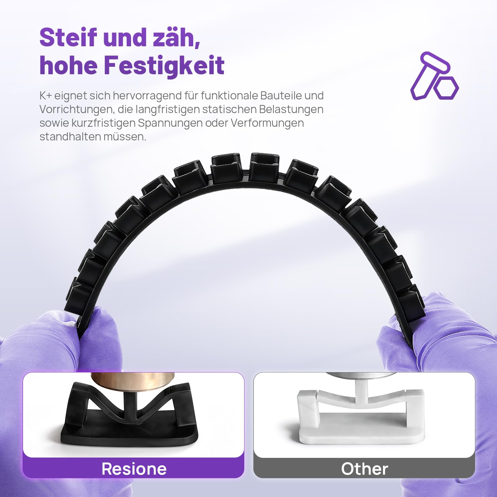 RESIONE Robustes 3D Drucker Resin, Hochpräzises ABS-ähnliches, steifes und kratzfestes 3D-Harz mit geringer Wasseraufnahme und scharfen Details (Reines Schwarz)