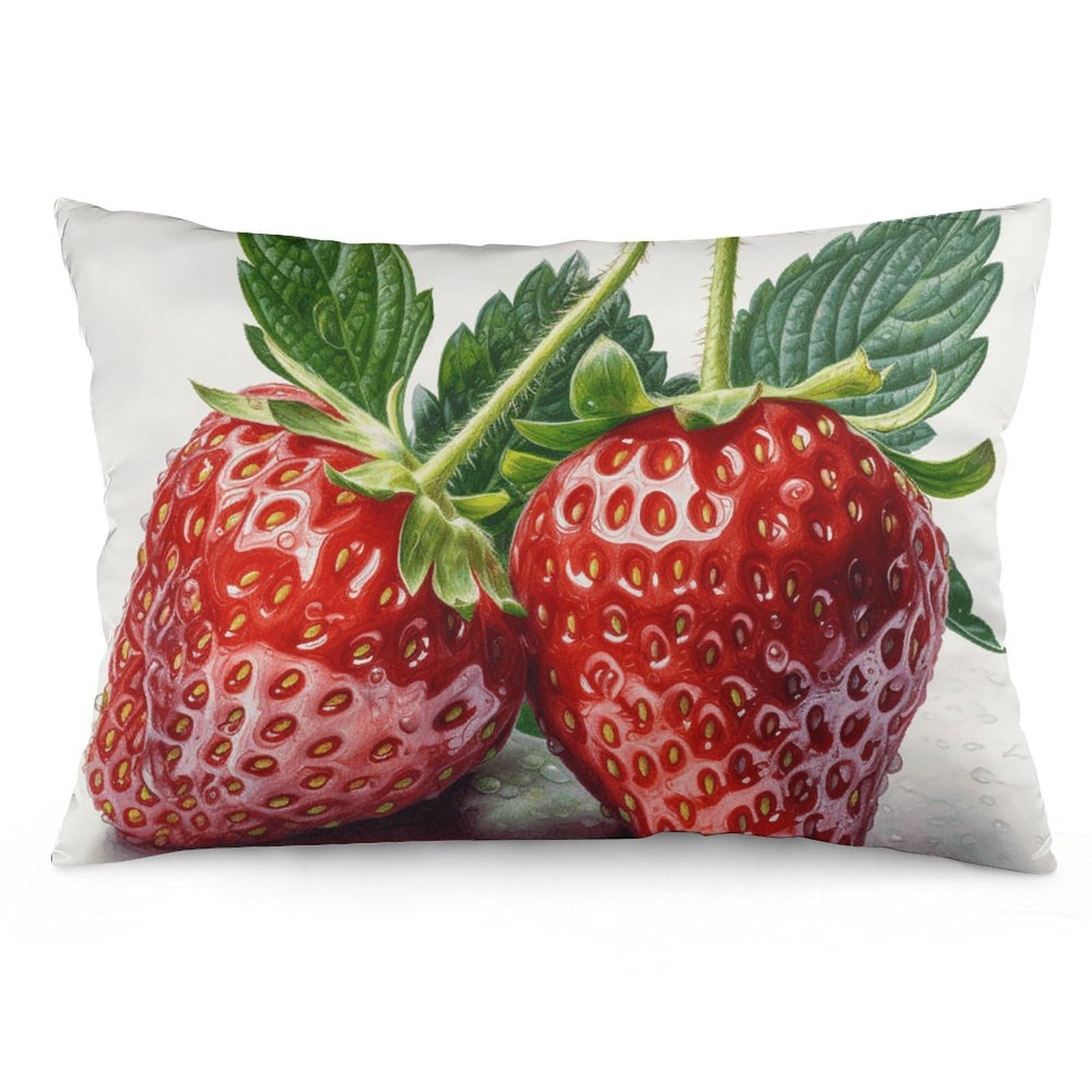 2 Pack Pillow Cases for Hair and Skin, Soft Breathable Pillow Case Covers with Hidden Zipper, Two Strawberries Pillowcase 20"x30" Pillow Covers for Sleeping Gift