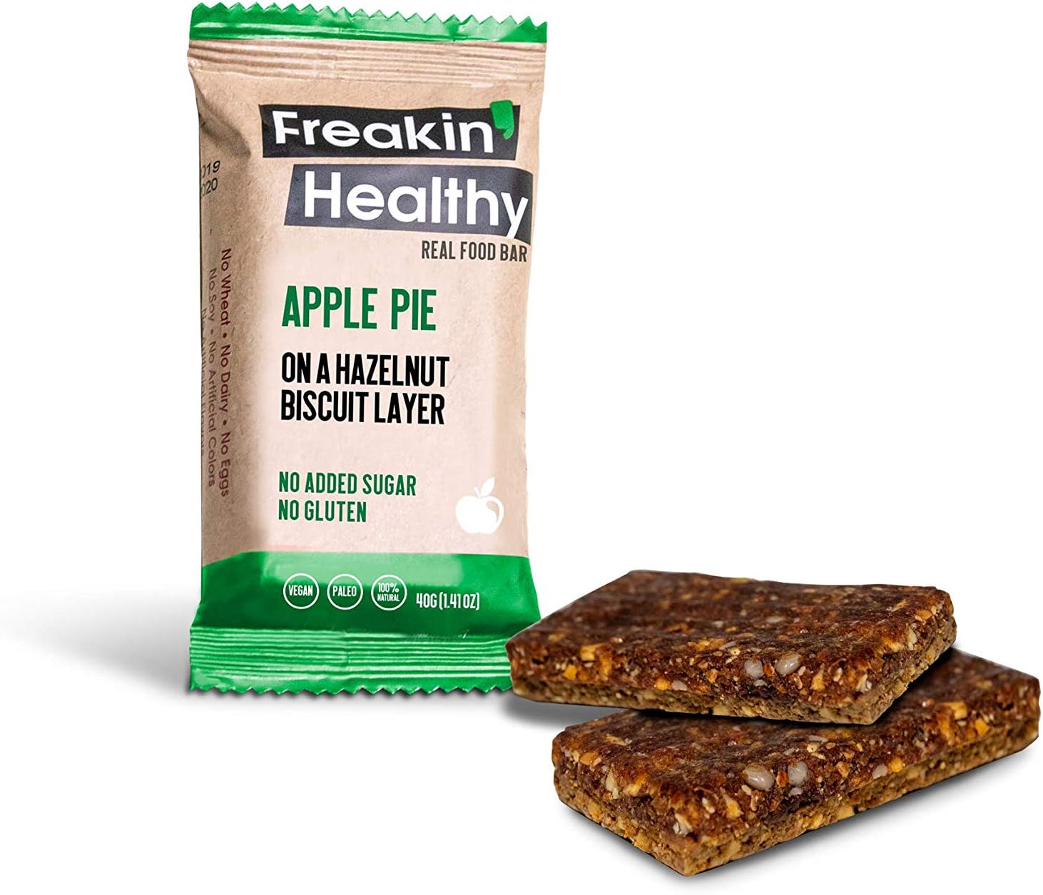 Freakin Healthy Apple Pie Superfood Bar 40g โ Naturally Sweetened Protein Snack, Plant-Based Ingredients