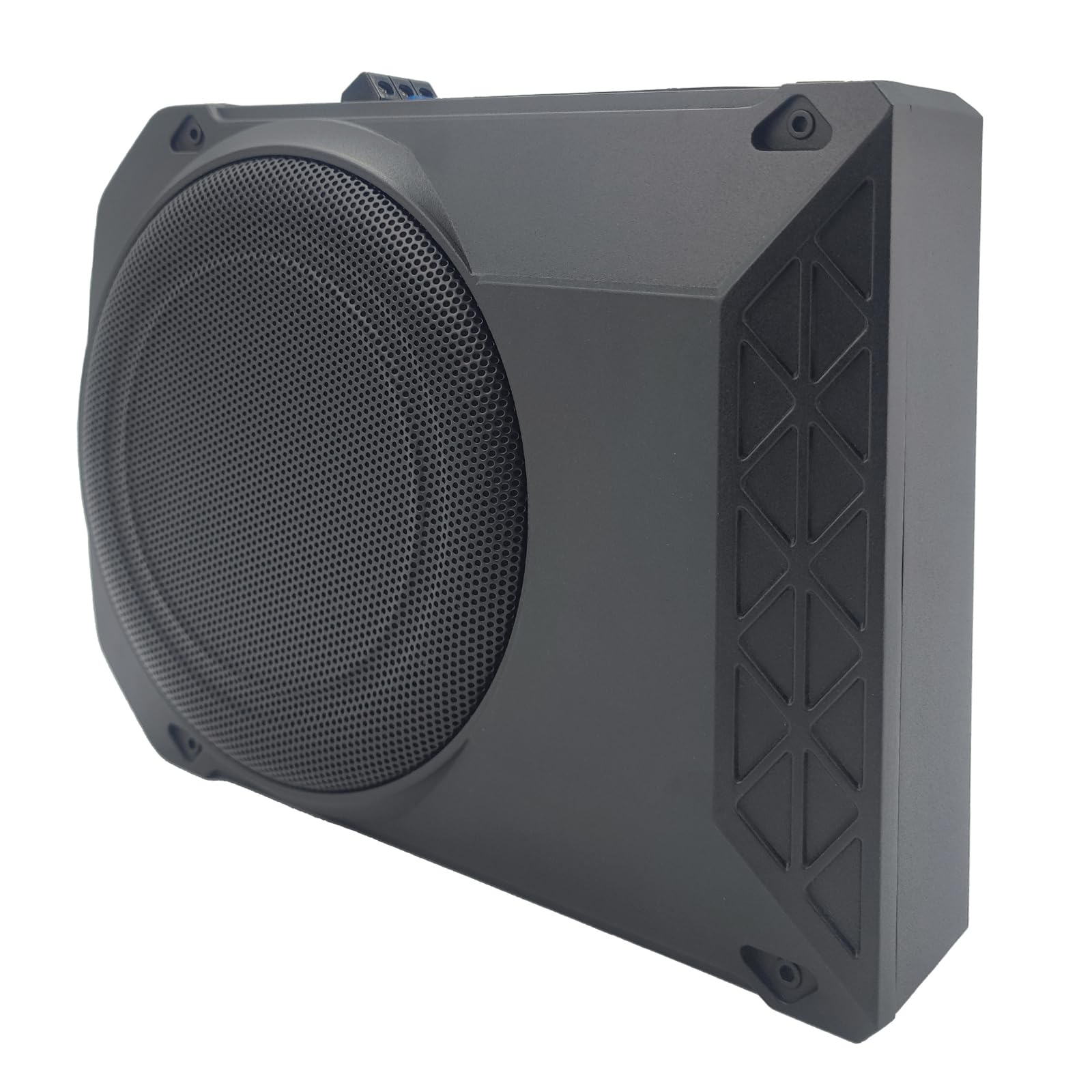 Caisson de Basses Actif amplifié 10 Pouces (800 W) — Caisson Clos Haute Performance avec télécommande, pour Voitures, camions et Camping-Cars — Plage de fréquences : 20 Hz – 150 Hz