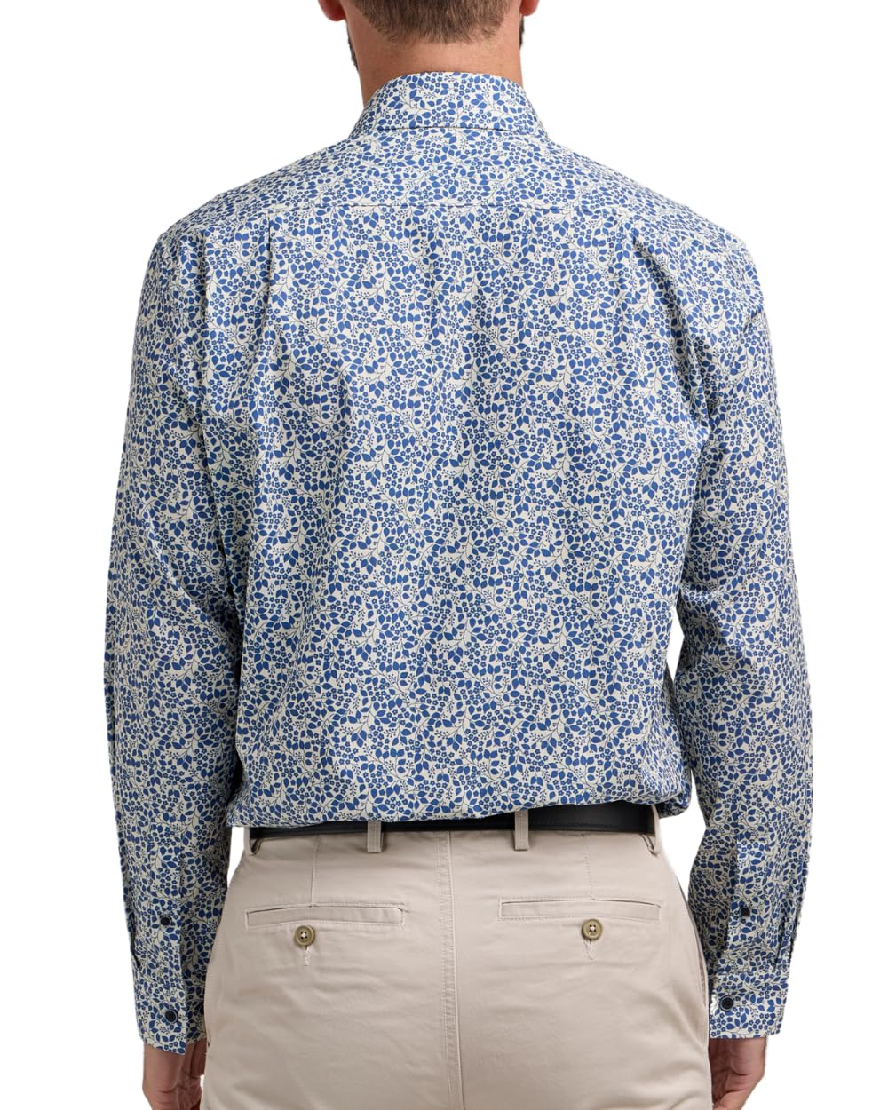 Double TWO Camicia da uomo classica con stampa floreale a maniche lunghe con bottoni