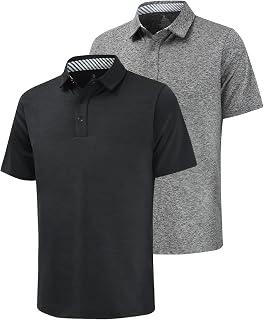 Men's Quick Dry Golf Polo Shirt Moisture Wicking Performance Short Sleeve Athletic Golf Shirts for Men
