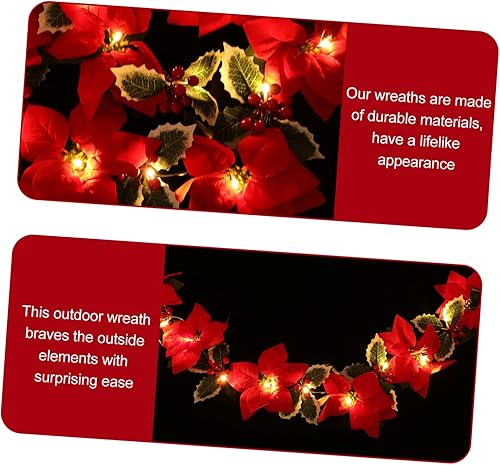 Miniatura 7 de TIDTALEO Guirnalda de Navidad con poste de luz, decoración roja, guirnalda de luces de Navidad, guirnalda de flores con luces, guirnalda de luces