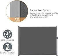Vista 8 de Yaheetech Toldo Lateral de 118 x 71 pulgadas, Toldo de Pantalla Lateral Retráctil de Hierro para Patio, Pantalla Divisoria de Privacidad y Sombra