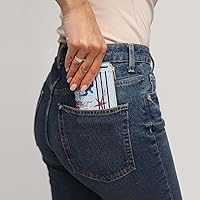 Vista 35 de Sodsay Estuche para tarjetas, cartera delgada con bolsillo frontal, para mujer, sujetatarjetas con llavero negro