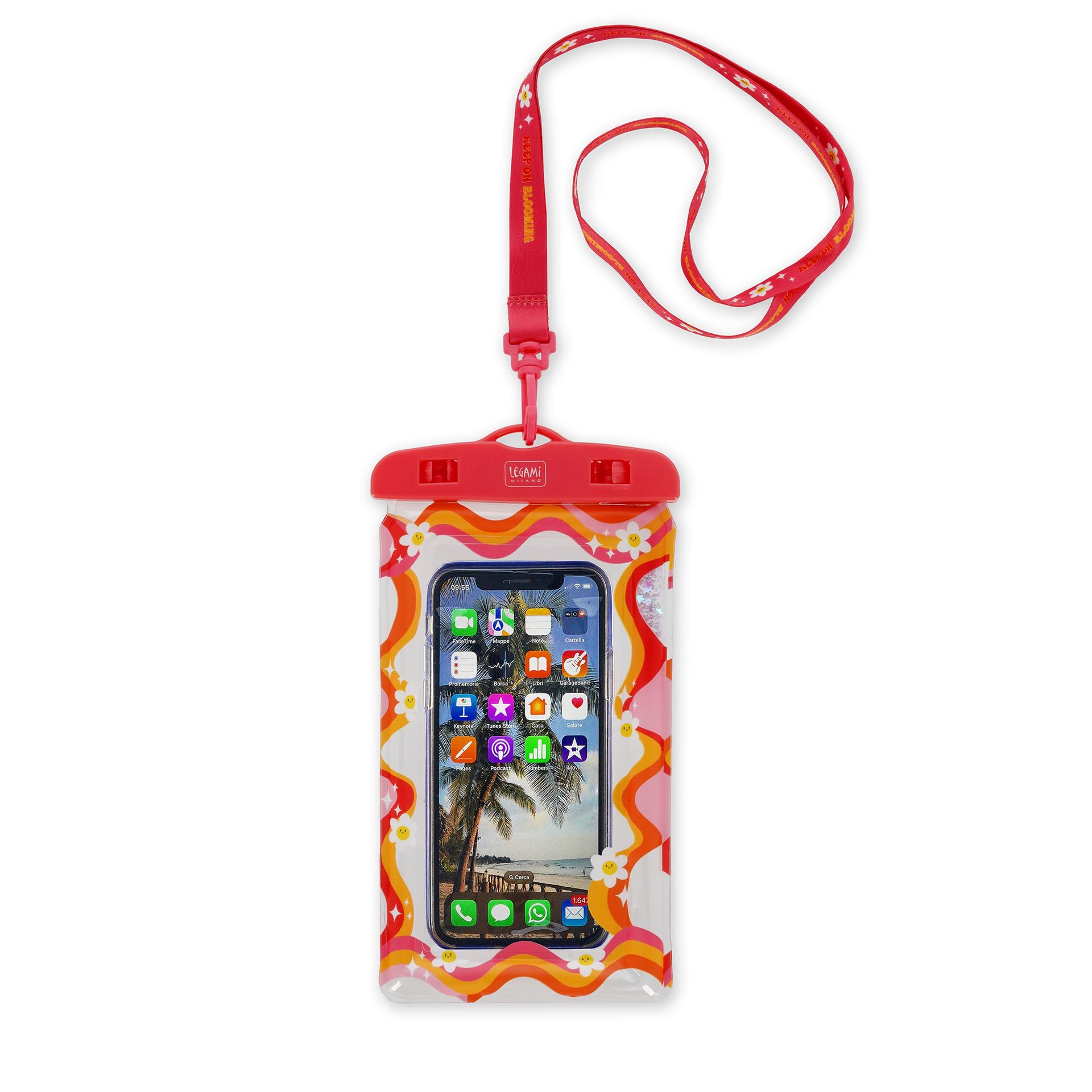 Legami - Étui étanche pour téléphone portable, étui flottant pour smartphone, étanche poche, fermeture hermétique, sensibilité tactile, coque de plongée écran max 6,5, 13 x 22 x 1,5 cm, vagues