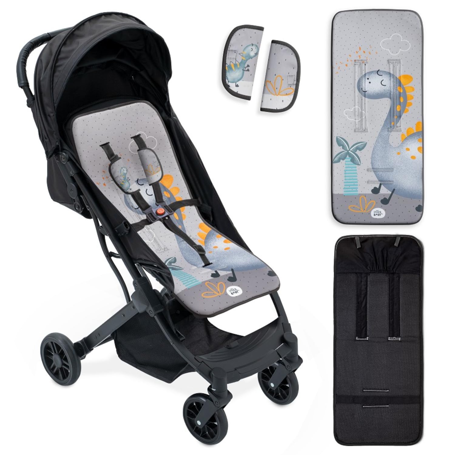Colchoneta Silla Paseo Universal Funda Carrito Bebe Transpirable Primavera Verano Ligera Ajustable – Regalo Recien Nacido Niña/o BabyShower Diseño Leon — view 12