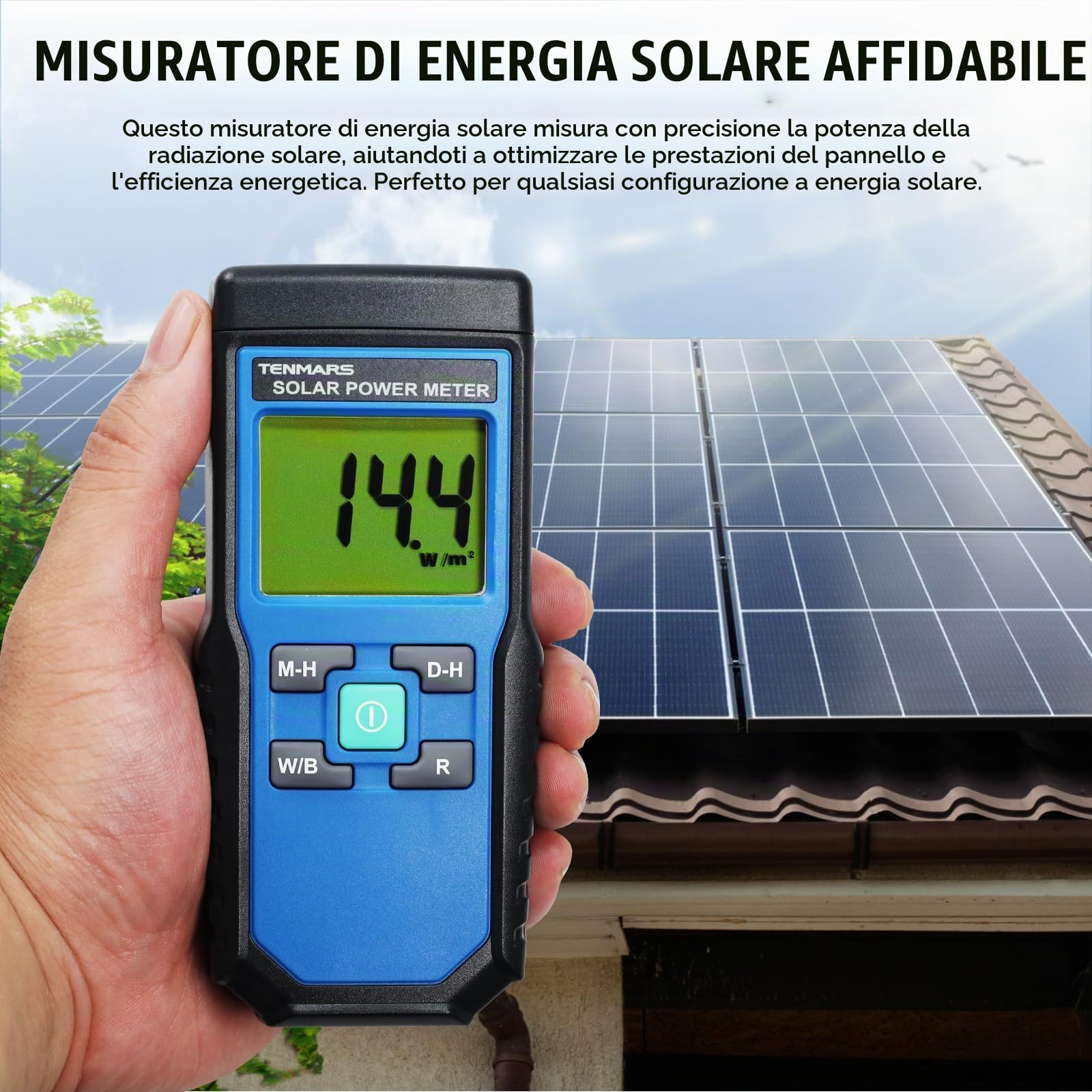 Handheld Digitale Solare Energia Metro (Piranometro) 2000 W/m2, 634BTU / (ft2xh) Misurazione Solare Radiazione Energia Insolazione Tester