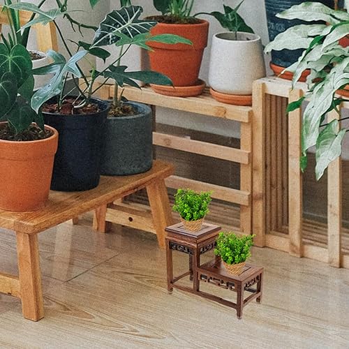 Miniatura 7 de Angoily Soporte de exhibición vintage de madera para manualidades, base de exhibición de figurilla, base de madera de mesa, jarrón, base de florero,