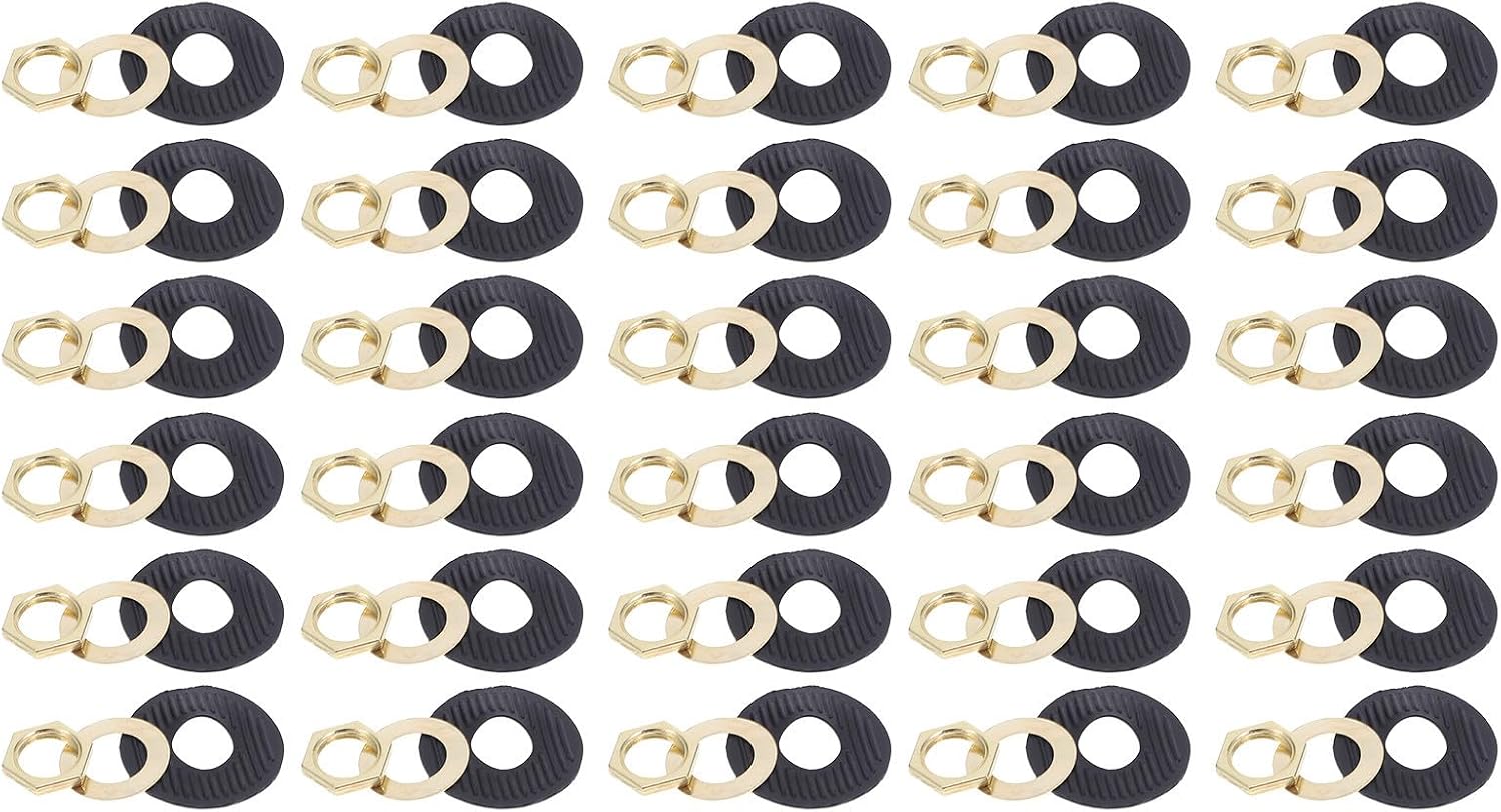 TEHAUX 30 Sets Quartz Clock Repair Accessory Kit with Washers Nuts Gaskets