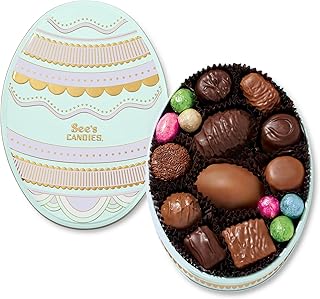 See’s Candies Bunny’s Secret Stash Tin – Easter Chocolate Assortment with Milk & Dark Chocolates, Festive Keepsake Tin, 8.9 oz