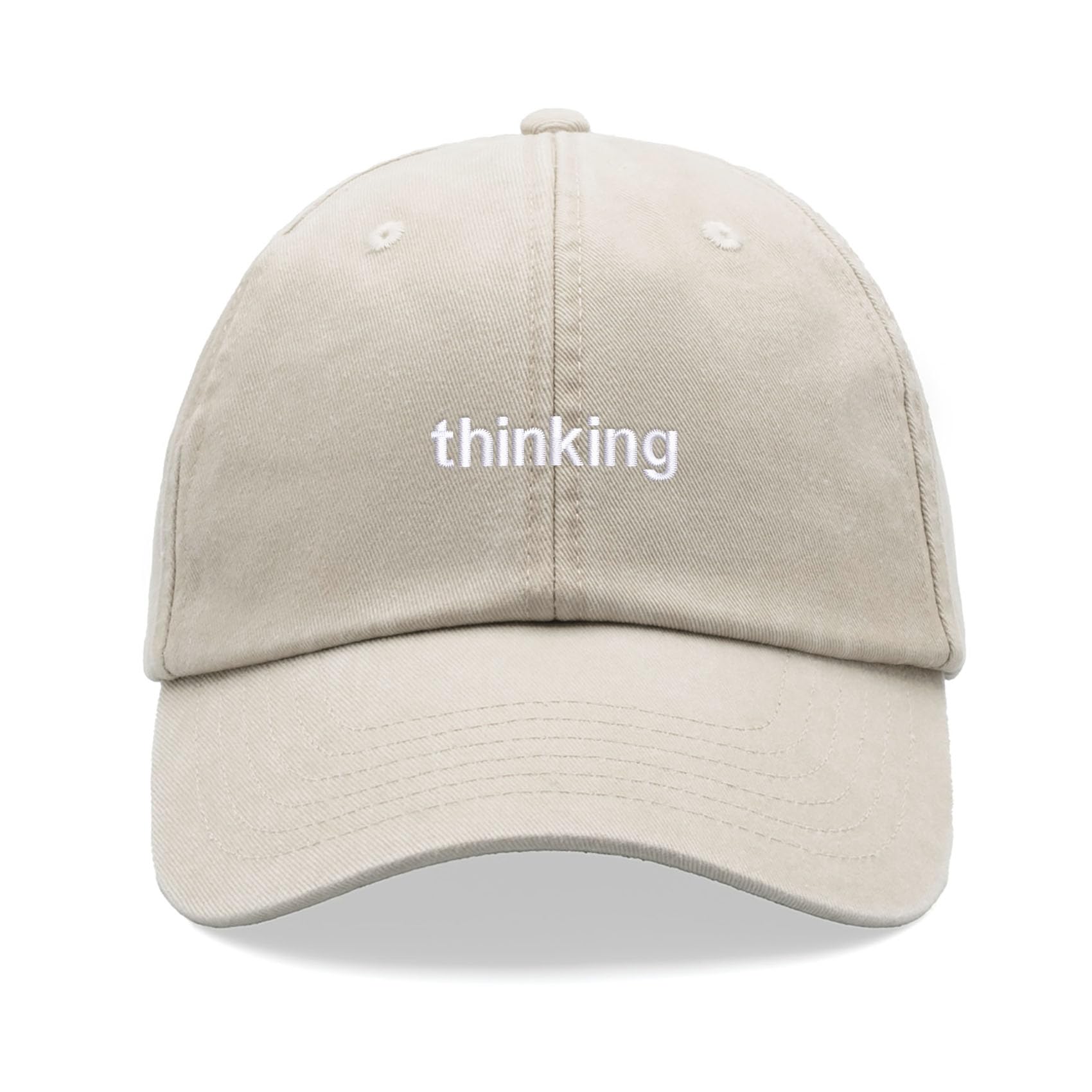 Thinking Baseball Cap Vintage Washed Unisex Dad Hat Low Profile Adjustable Stone