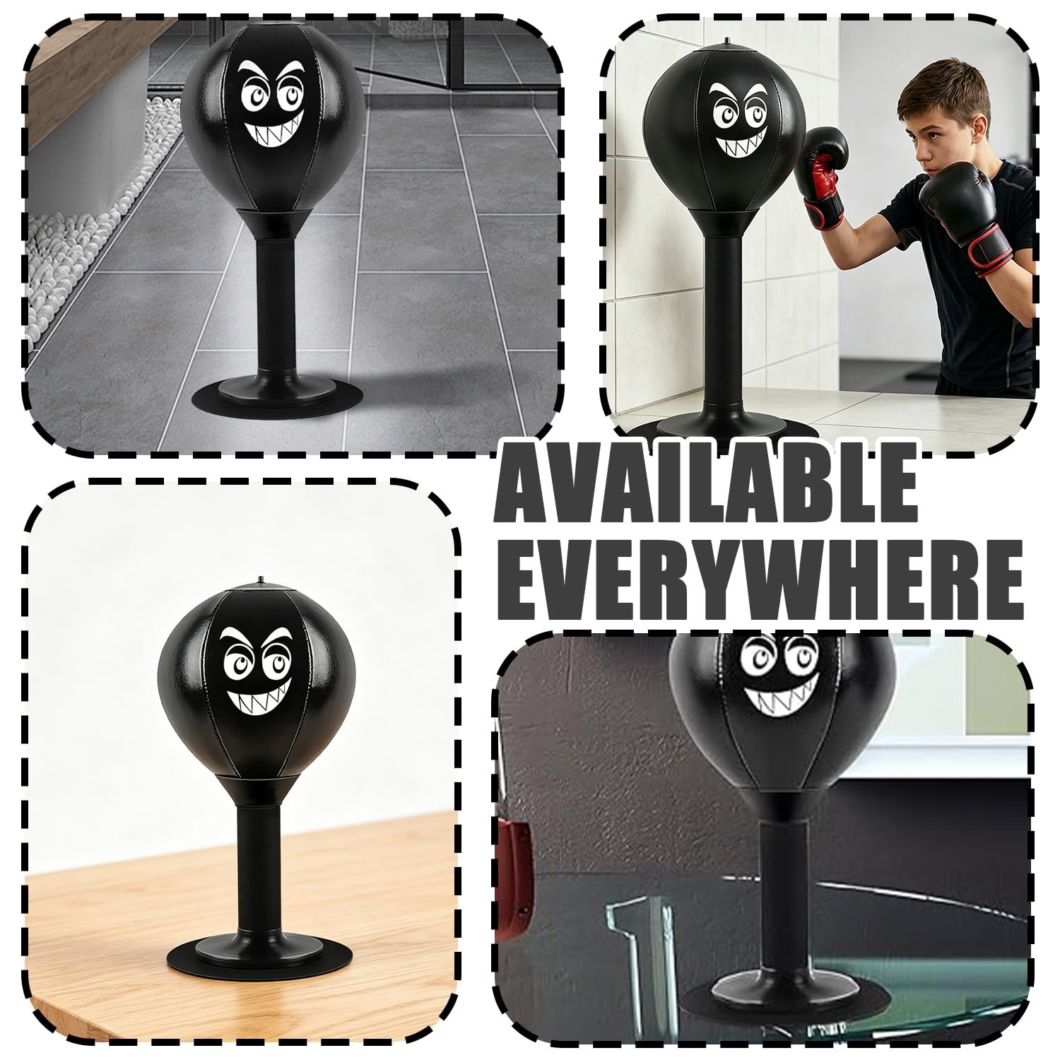 Punchingball Tisch mit Saugnapf, Desktop Boxsack mit Feder & Luftpumpe, Mini Punching Rage Bag für Büro und Zuhause, Freistehender Stressabbau Boxsack für Chef Kollegen und Freunde