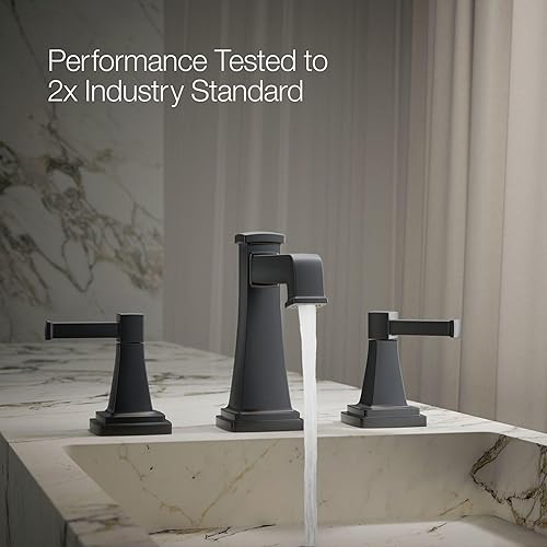 Miniatura 5 de KOHLER 27399-4-BL RIFF WIDESPREAD Grifo de lavabo de baño, negro mate, 1.2 GPM